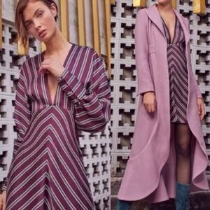 Alexis Tena Striped V-neck A-line Deep Plunge V Mini Dress Size S